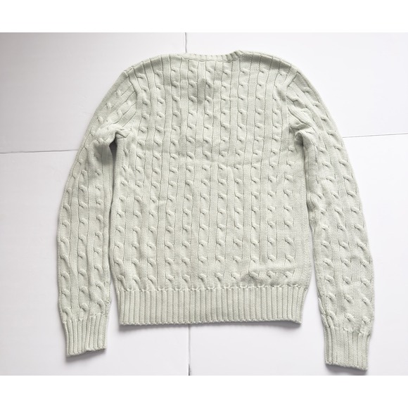 NWT Ralph Lauren Sport Women's V Neck Cable Knit Sweater Cotton Pony Size L - Picture 10 of 10